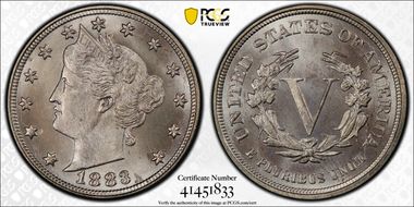 1883 5C No CENTS MS66+