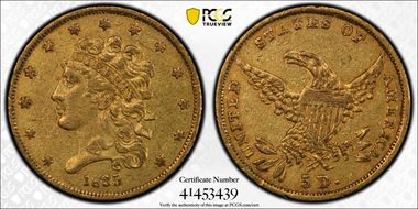 1835 $5 HM-8 XF45
