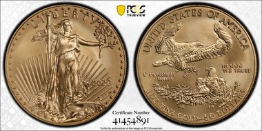 2020-W $50 Burnished Gold Eagle First Strike SP70