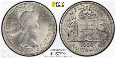 1958(m) Florin KM-60  Ag MS65