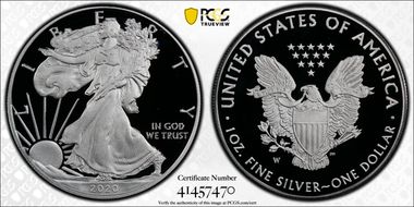 2020-W  $1 Silver Eagle PR70DCAM