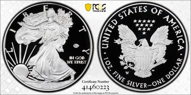 2020-W  $1 Silver Eagle - v75 Privy First Strike PR70DCAM