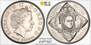 2008 £5 S-L18 Elizabeth I Cu/Ni MS66