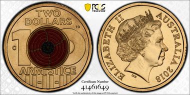 2018-C $2 Armistice Centenary Colorized MS68