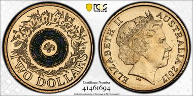 2017 $2 Remembrance Day Colorized MS65