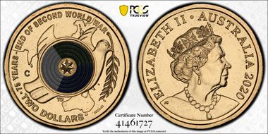 2020-C $2 75th Ann End of WWII Colorized MS68