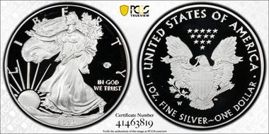 2020-W  $1 Silver Eagle - v75 Privy First Strike PR69DCAM