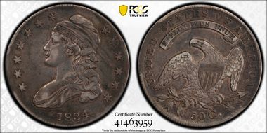 1834 50C Small Date, Small Letters XF40