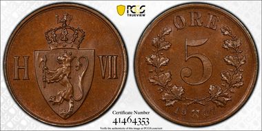 1907 5 Øre MS66BN