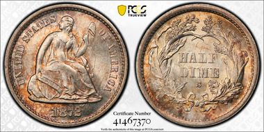 1872-S H10C Mintmark Above Bow MS66