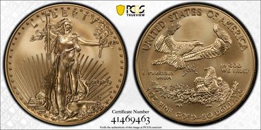 2020-W $50 Burnished Gold Eagle First Strike SP69