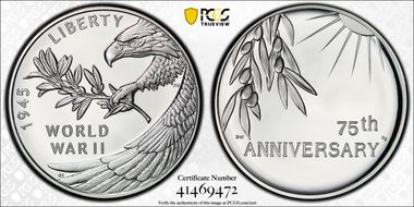 (2020) Medal End of World War II 75th Anniv.  First Strike PR69DCAM