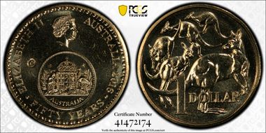 2016-C $1 50 Yrs Decimal Currency Canberra Counterstamp MS67
