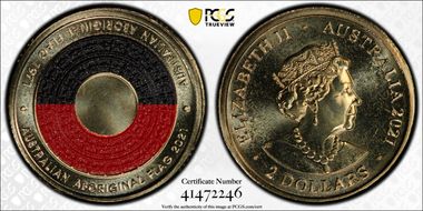 2021 $2 50th Ann Aboriginal Flag Colorized MS68