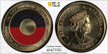 2021 $2 50th Ann Aboriginal Flag Colorized MS68