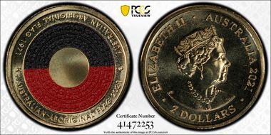2021 $2 50th Ann Aboriginal Flag Colorized MS68