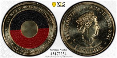 2021 $2 50th Ann Aboriginal Flag Colorized MS68
