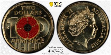 2018-C $2 Armistice Centenary Colorized MS68