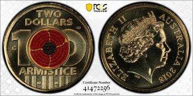 2018-C $2 Armistice Centenary Colorized MS68