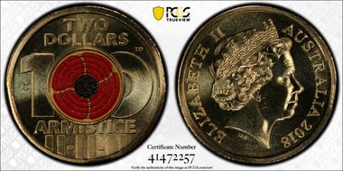 2018-C $2 Armistice Centenary Colorized MS68
