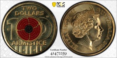 2018-C $2 Armistice Centenary Colorized MS69