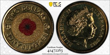 2012-C $2 Remembrance Day Colorized MS67