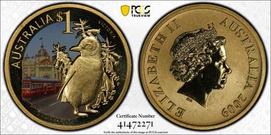 2009-P $1 Victoria Colorized Penguin MS69