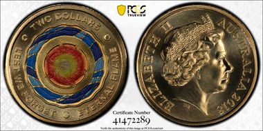 2018-C $2 Lest We Forget Eternal Flame Colorized MS69