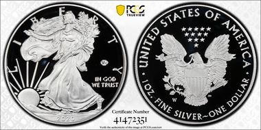 2020-W  $1 Silver Eagle - v75 Privy First Strike PR70DCAM