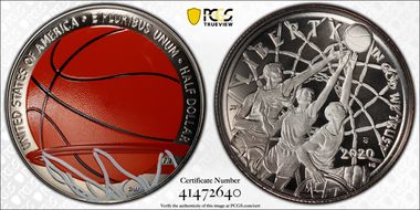 2020-S 50C Basketball Hall of Fame 1st Official Colorized U.S. Coins First Strike PR70DCAM