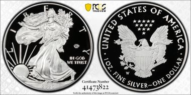 2020-W  $1 Silver Eagle - v75 Privy First Strike PR70DCAM