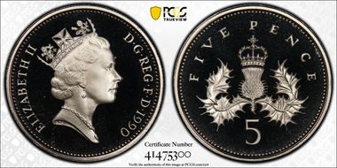 1990 5p S-D3 23.6mm PR69DCAM