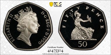 1990 50p S-H4 PR69DCAM