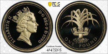 1990 £1 S-J3 Welsh Design PR69DCAM