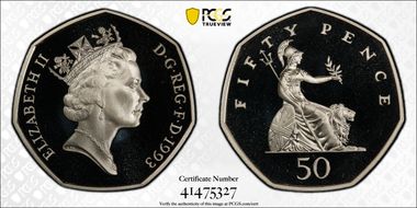 1993 50p S-H4 PR69DCAM