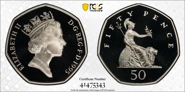 1995 50p S-H4 PR69DCAM