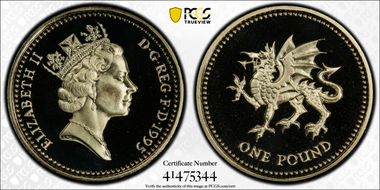 1995 £1 S-J10 Welsh Design PR69DCAM