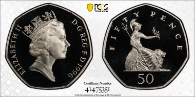 1996 50p S-H4 PR69DCAM