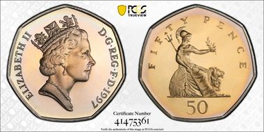 1997 50p S-H7 Small Size PR68DCAM