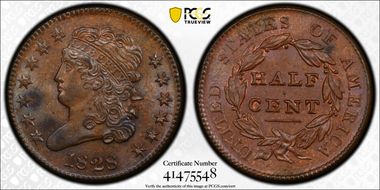 1828 1/2C 13 Stars MS63BN
