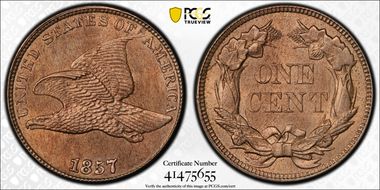 1857 1C Flying Eagle MS65