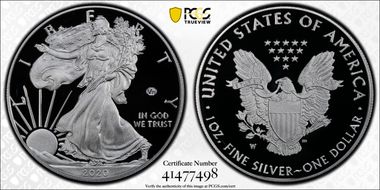 2020-W  $1 Silver Eagle - v75 Privy First Strike PR70DCAM