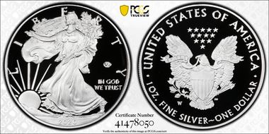2020-W  $1 Silver Eagle - v75 Privy First Strike PR70DCAM