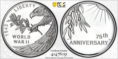 (2020) Medal End of World War II 75th Anniv.  First Strike PR69DCAM