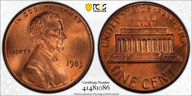 1983 1C Doubled Die Reverse MS65RD