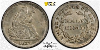 1837 H10C Seated, Small Date MS65