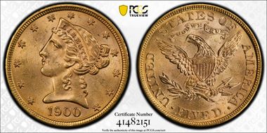 1900 $5 MS64+