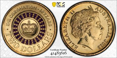 2013 $2 Coronation Colorized MS67