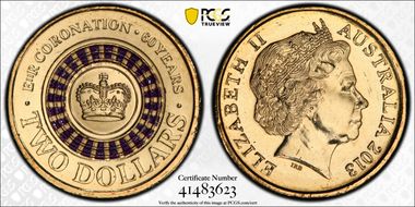 2013 $2 Coronation Colorized MS67