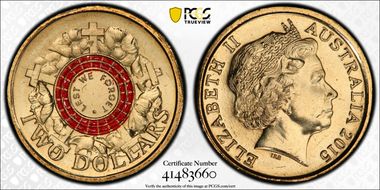 2015 $2 Lest We Forget Colorized MS67
